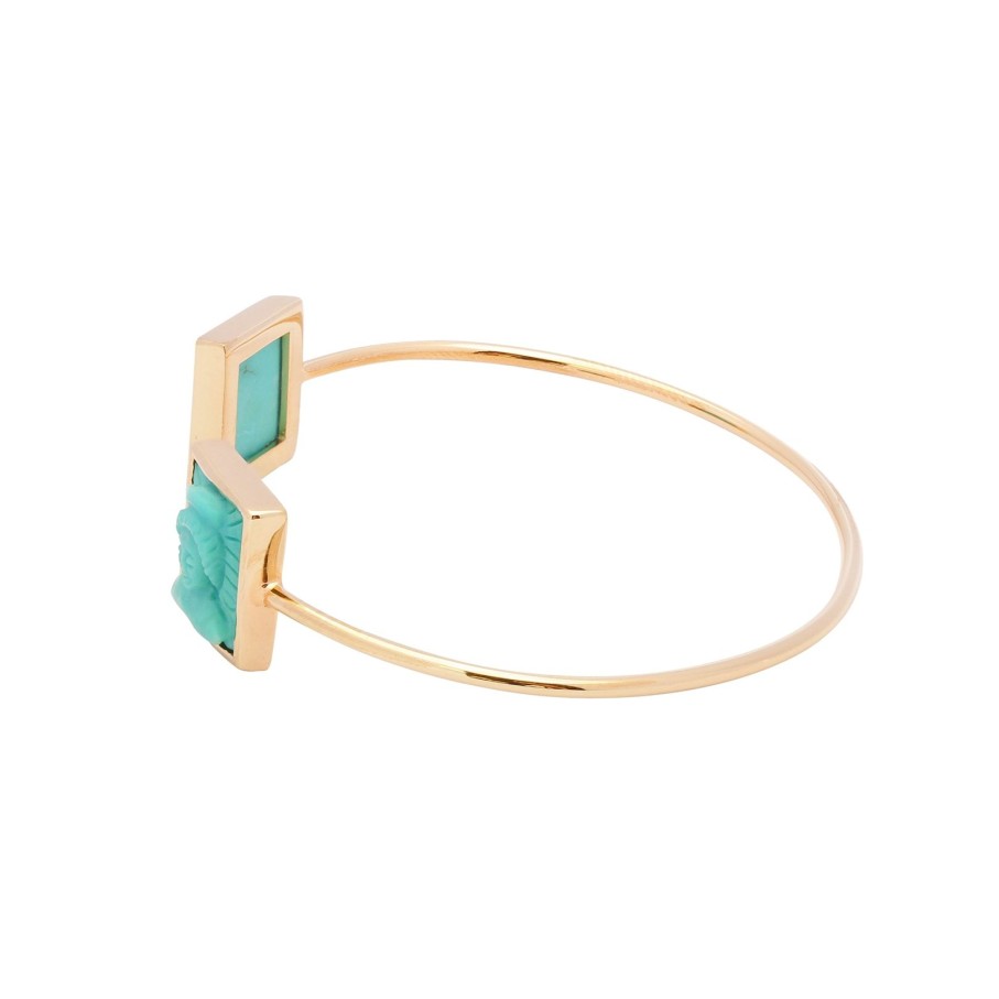 Women Annie's x Jade Jagger Jewelry | Tanit Carved Turquoise Bangle