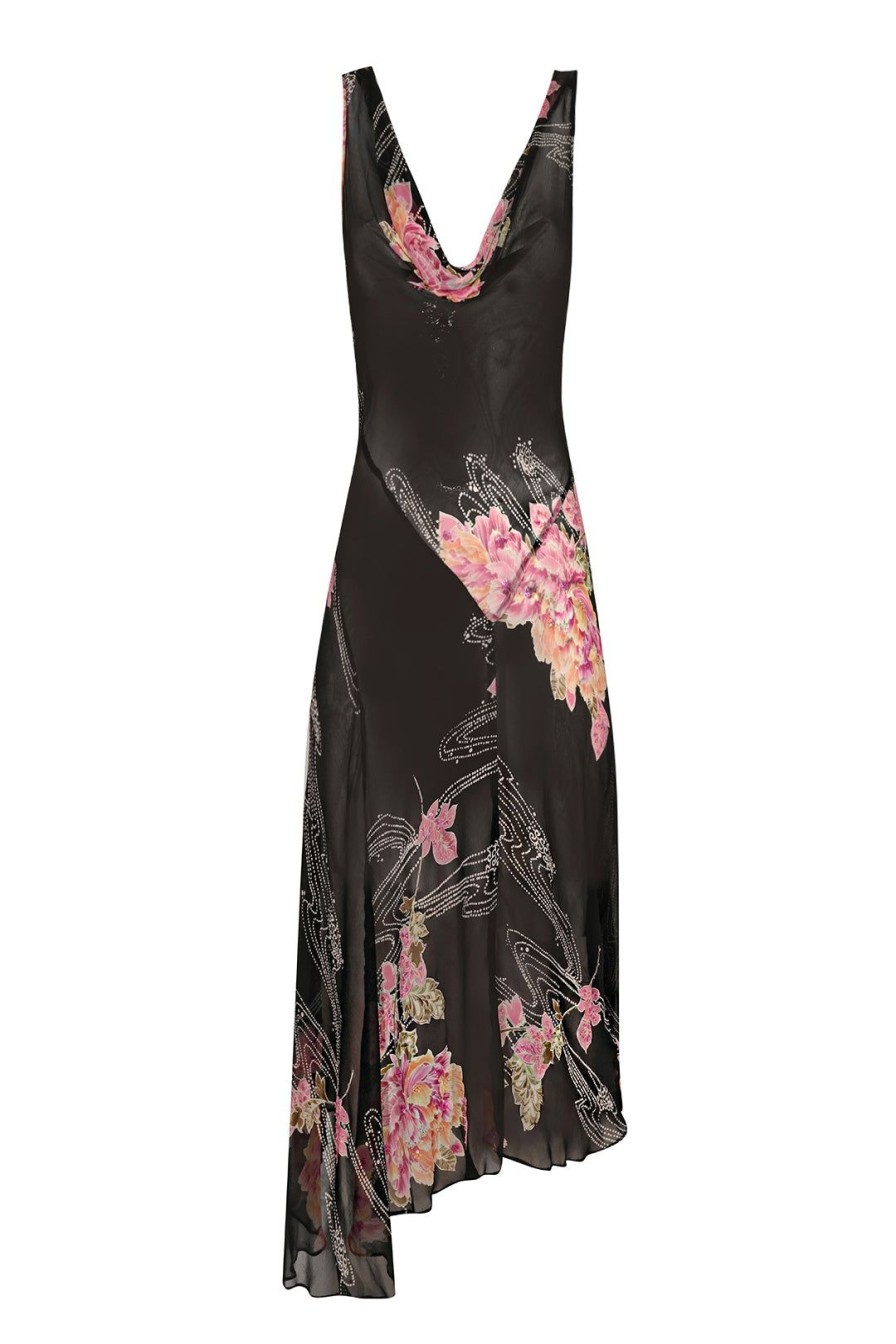 Women Annie's Archive Dresses | Black Floral Chiffon Dress