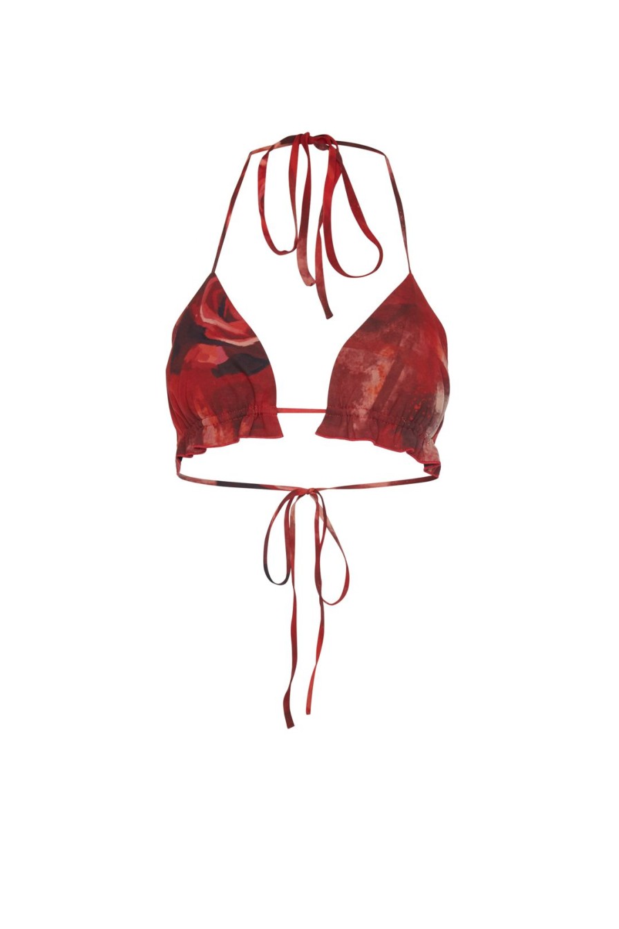 Women Kim Shui Tops | Rose Chiffon Bikini Top