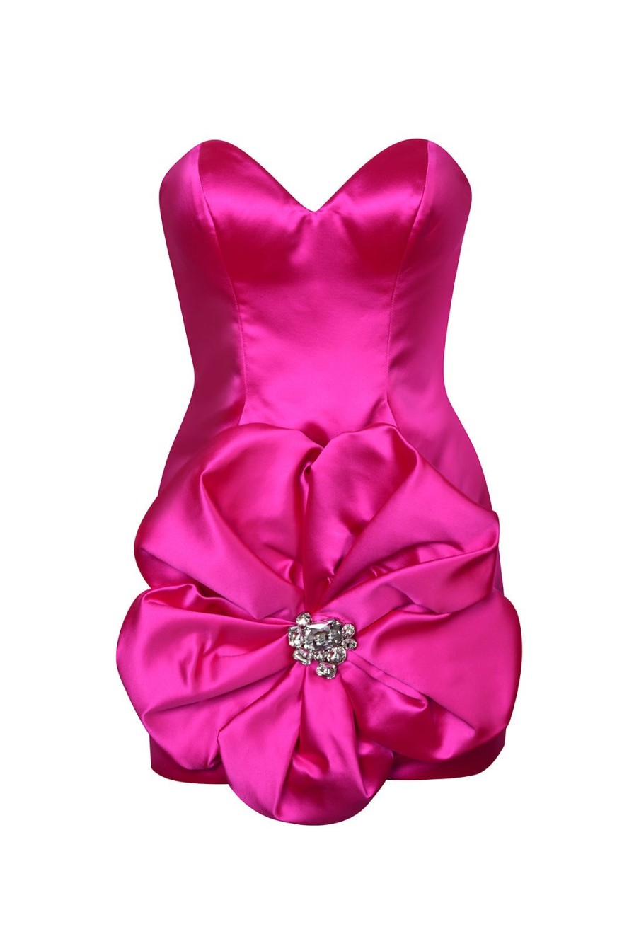 Women Area Dresses | Crystal Rosette Strapless Mini Dress