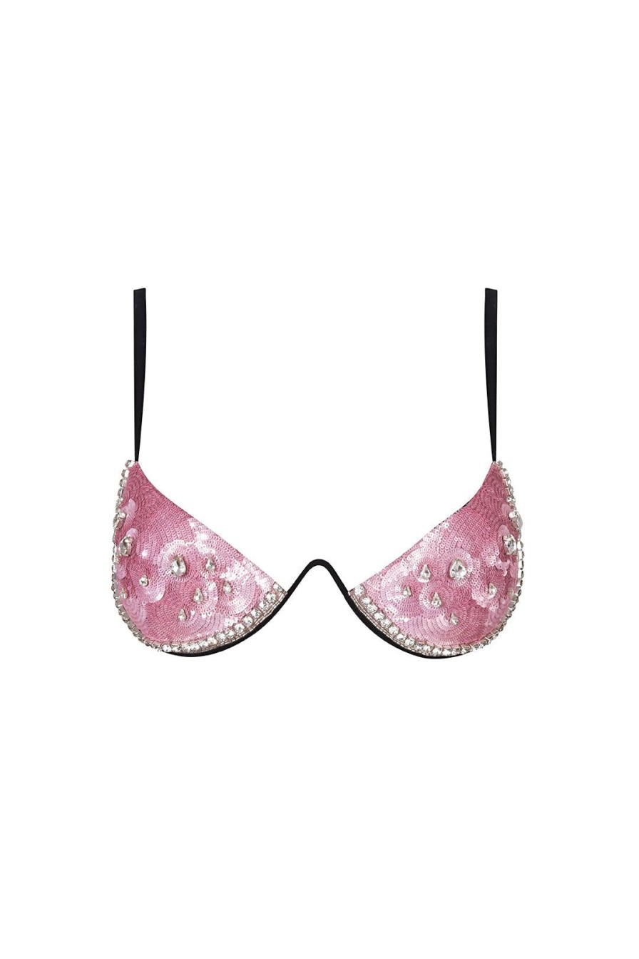 Women Area Tops | Embroidered Crystal Paillette Watermelon Bra