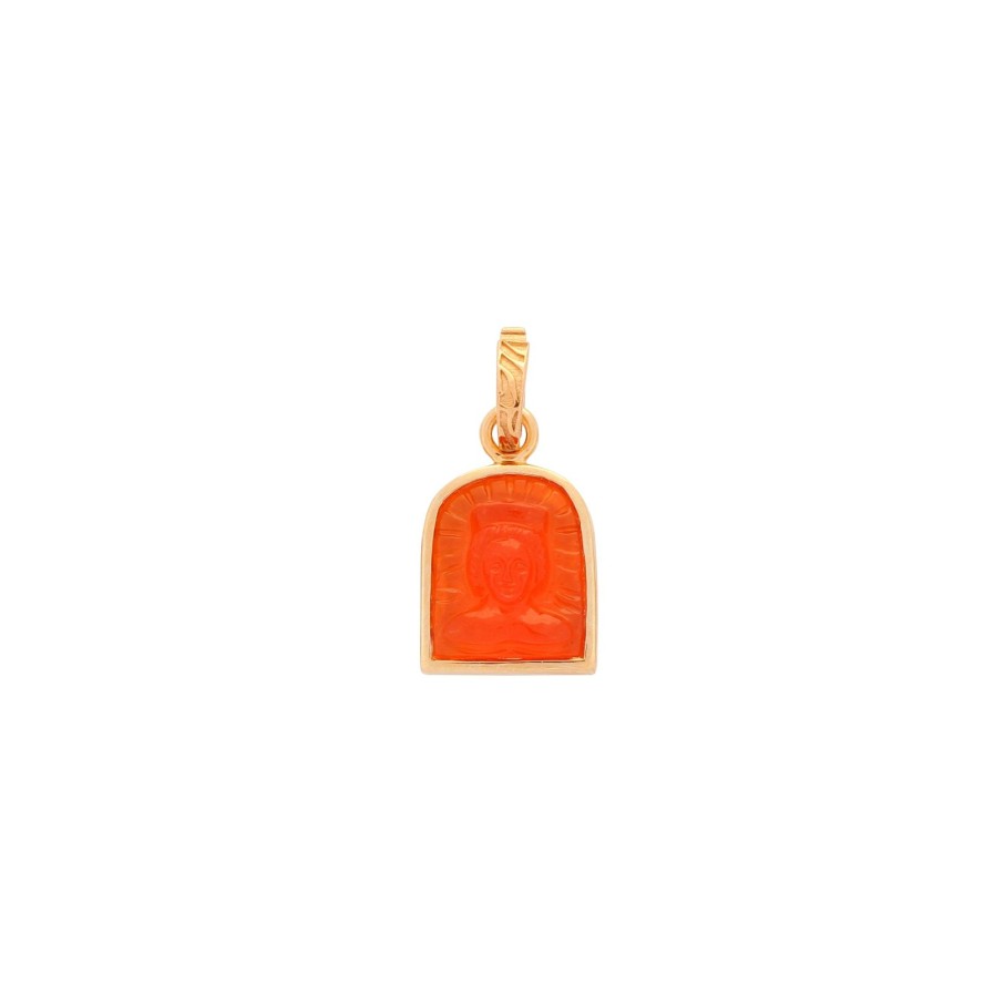 Women Annie's x Jade Jagger Jewelry | Tanit Carved Carnelian Stone Charm, Gold Vermeil