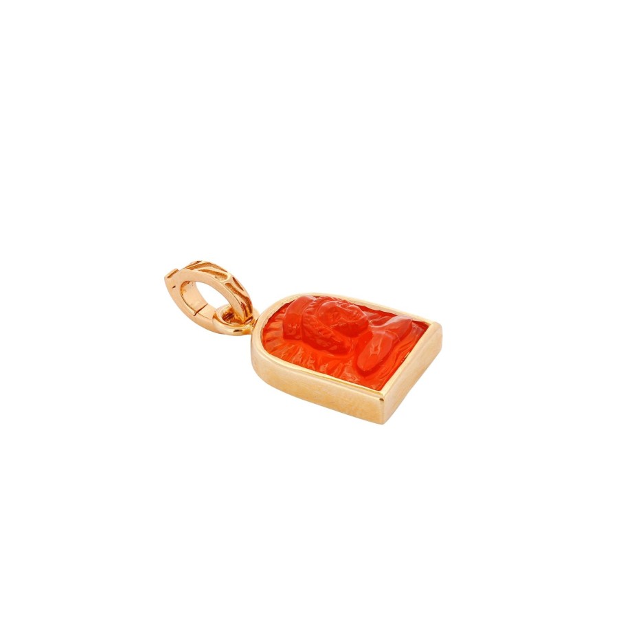 Women Annie's x Jade Jagger Jewelry | Tanit Carved Carnelian Stone Charm, Gold Vermeil