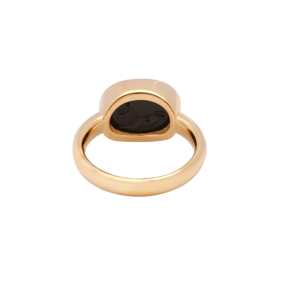 Women Annie's x Jade Jagger Jewelry | Podenco Dog Ring In Carved Black Onyx, Gold Vermeil