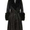 Women Saks Potts Coats | Black Foxy Shearling Coat