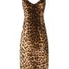 Women Halpern Dresses | Leopard Velvet Midi Dress