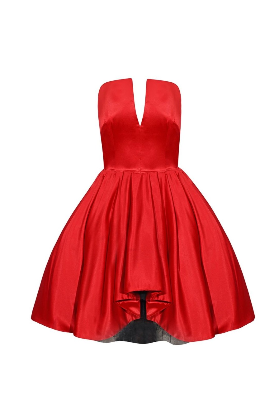 Women Richard Quinn Dresses | Corset Red Silk Mini Dress