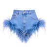 Women Area Shorts & Skirts | Feather Trim Hot Short