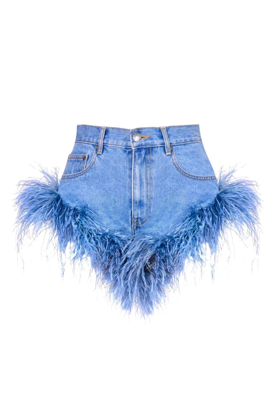 Women Area Shorts & Skirts | Feather Trim Hot Short