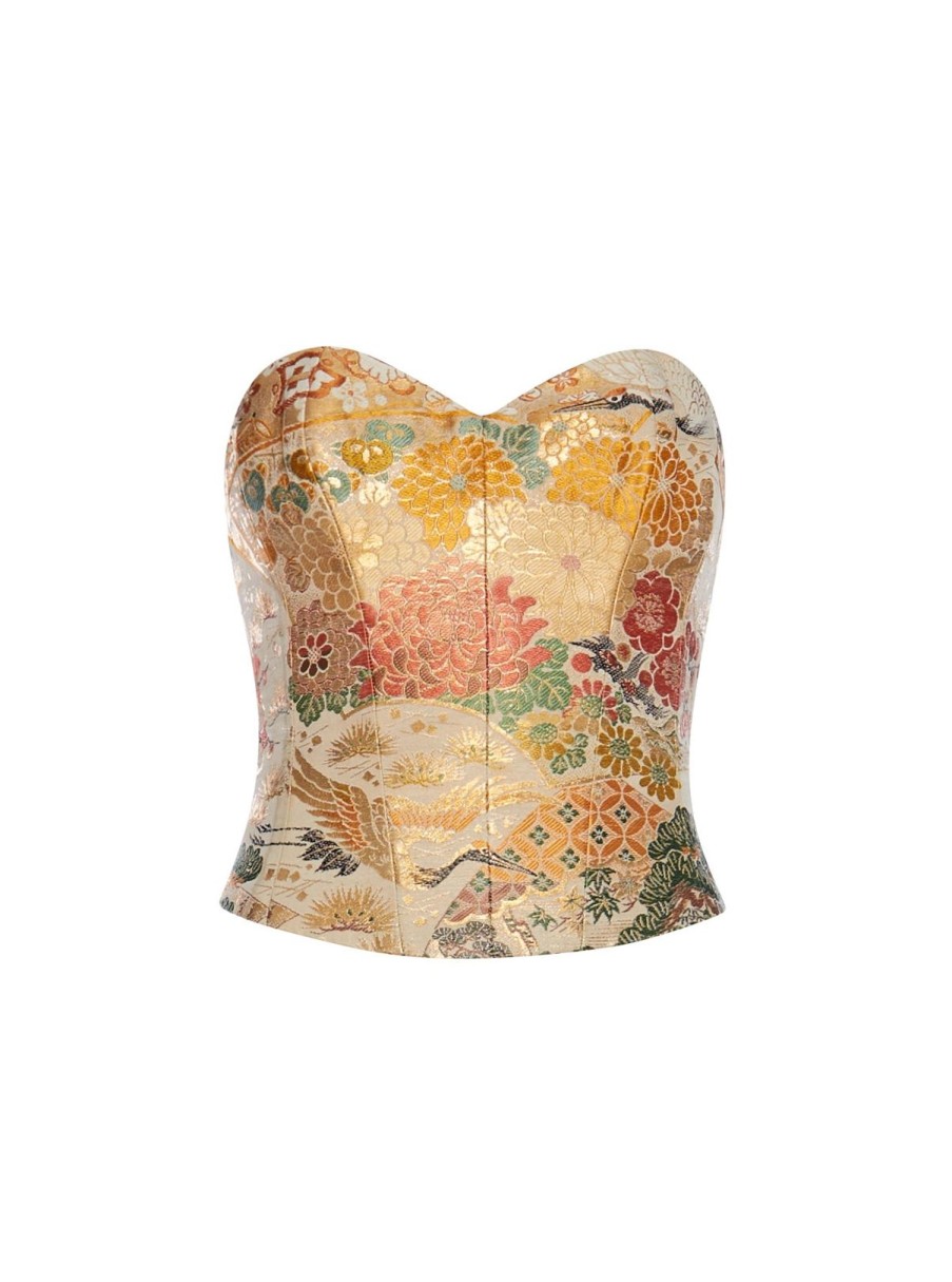 Women ObiForCorset Tops | Golden Heron And Magic Hour Maru Corset