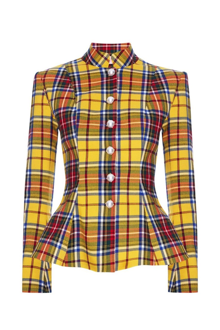 Women Amuse Bouche Coats | Tartan Yellow Jacket