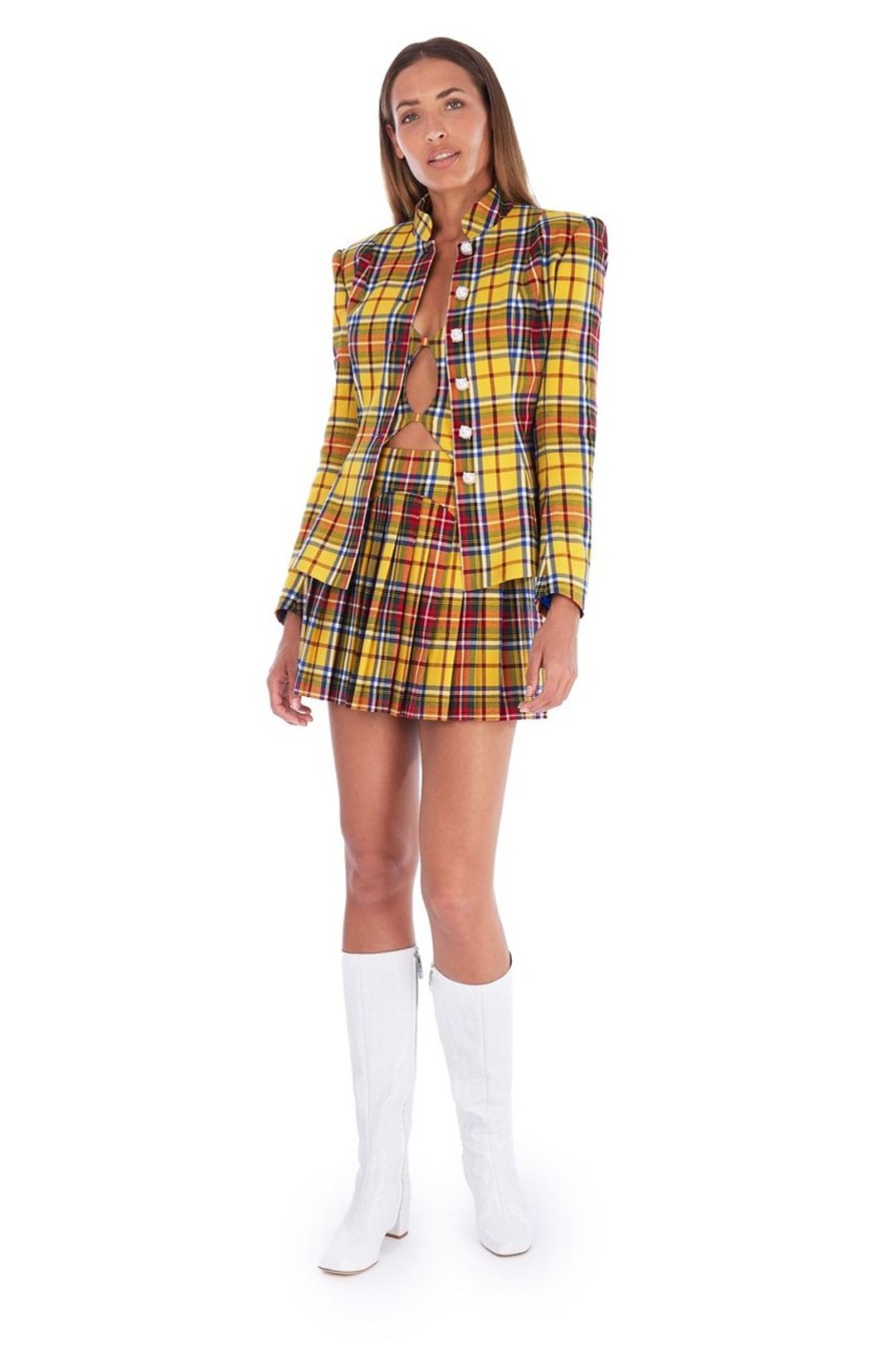 Women Amuse Bouche Coats | Tartan Yellow Jacket