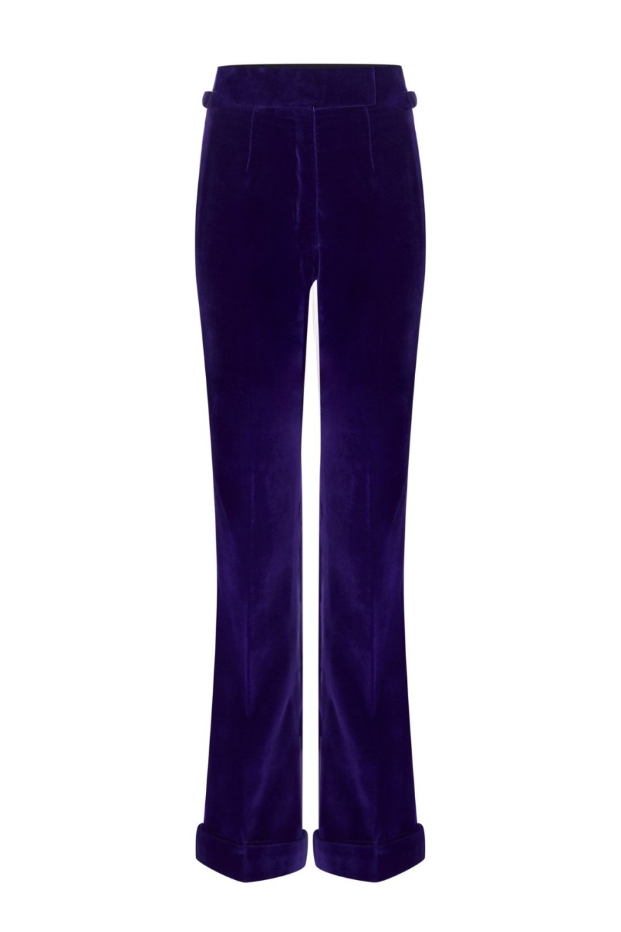 Women Mark Powell Trousers | Purple Velvet Trousers