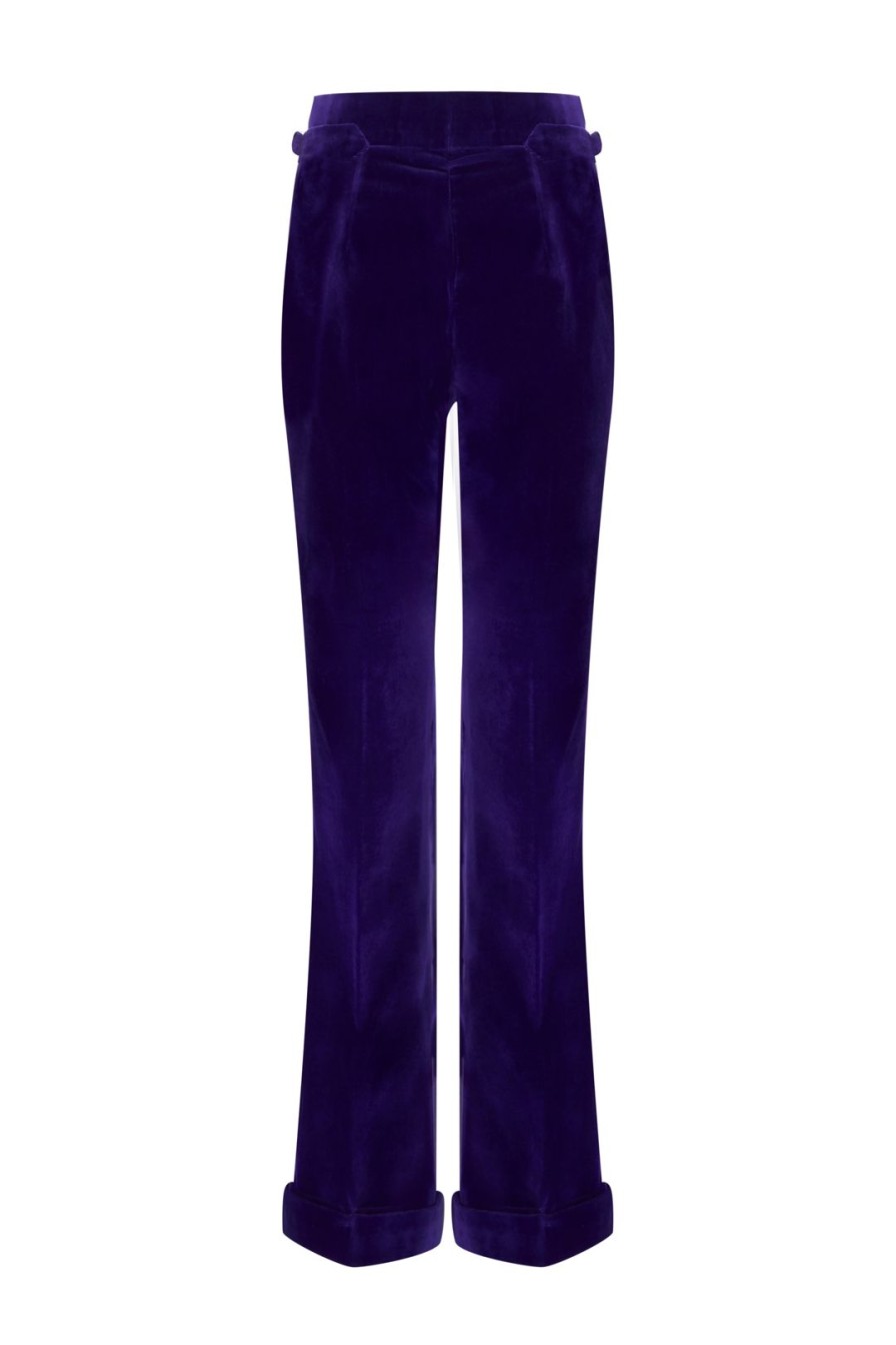 Women Mark Powell Trousers | Purple Velvet Trousers