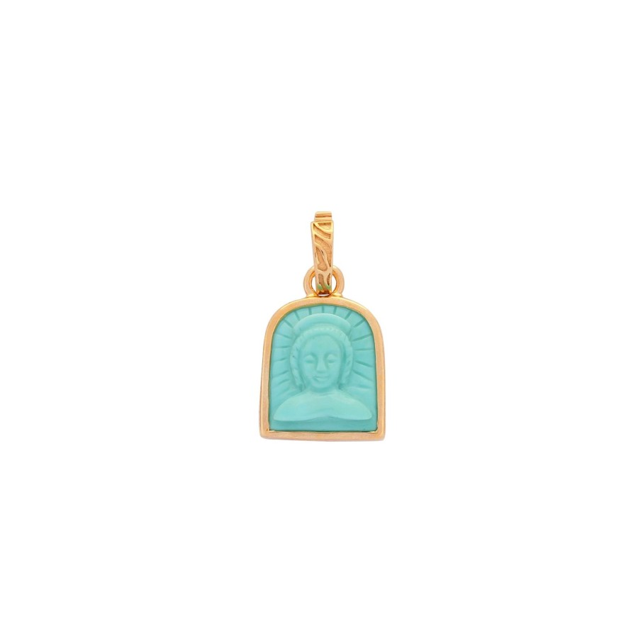 Women Annie's x Jade Jagger Jewelry | Tanit Carved Turquoise Stone Charm, Gold Vermeil