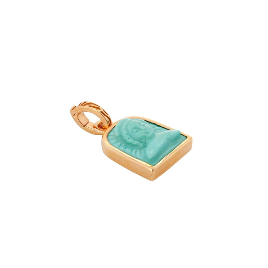 Women Annie's x Jade Jagger Jewelry | Tanit Carved Turquoise Stone Charm, Gold Vermeil