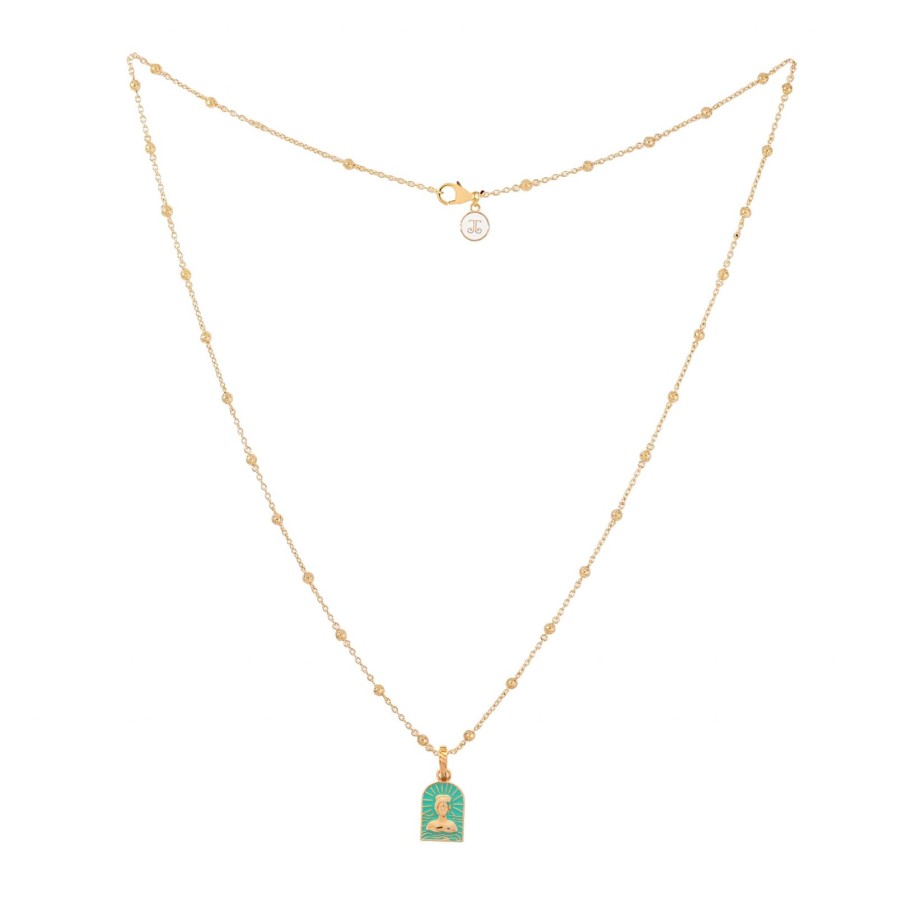 Women Annie's x Jade Jagger Jewelry | Tanit Aqua Enamel Charm Necklace, Gold Vermeil