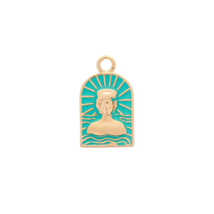 Women Annie's x Jade Jagger Jewelry | Tanit Aqua Enamel Charm Necklace, Gold Vermeil