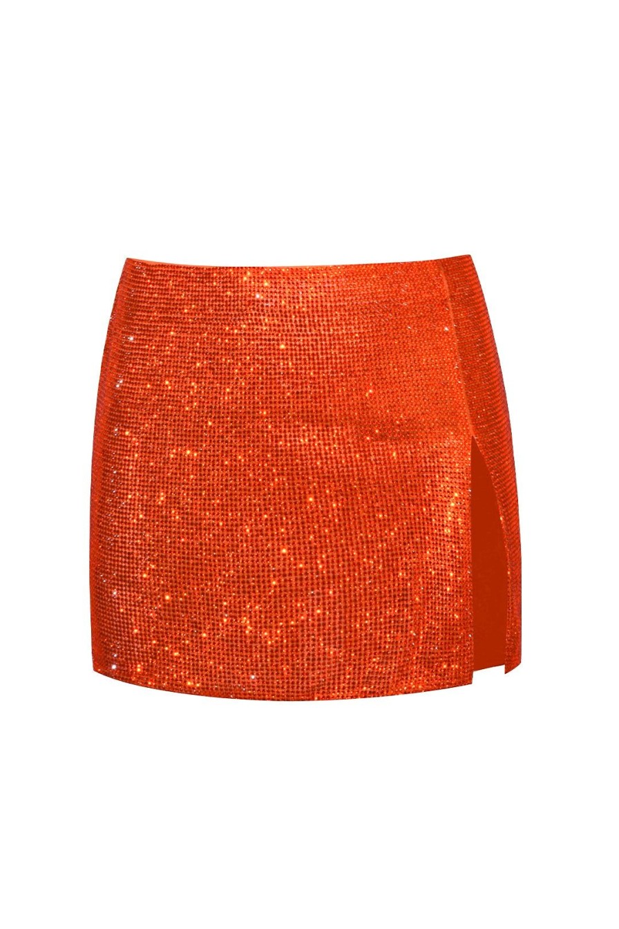 Women Giuseppe Di Morabito Shorts & Skirts | Crystal Embellished Mini Skirt- Orange