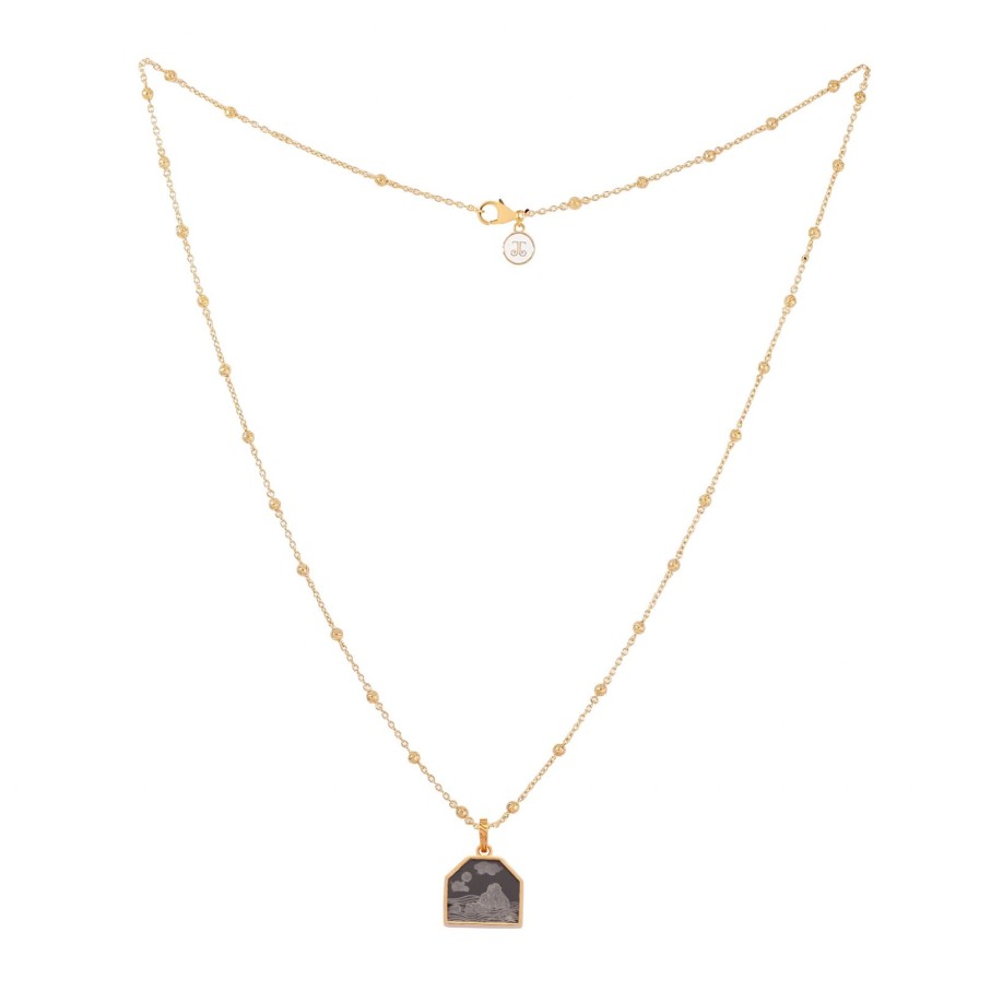 Women Annie's x Jade Jagger Jewelry | Es Vedra Carved Stone Charm Necklace, Gold Vermeil