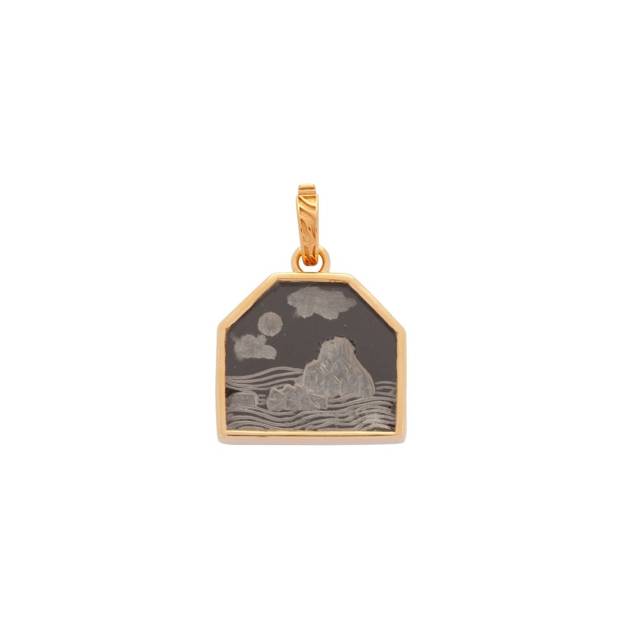 Women Annie's x Jade Jagger Jewelry | Es Vedra Carved Stone Charm Necklace, Gold Vermeil