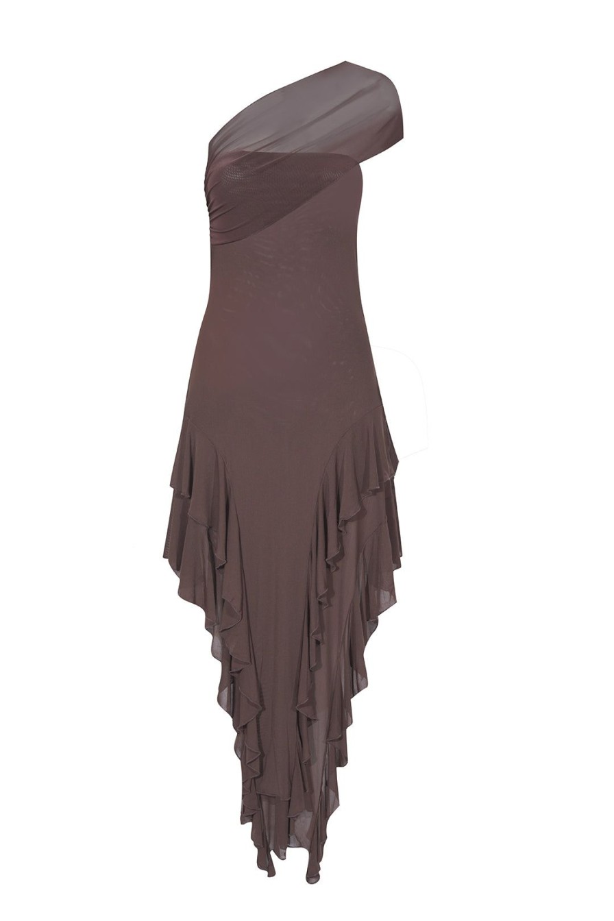 Women Kim Shui Dresses | Brown Ruffle Dress