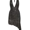 Women Giuseppe Di Morabito Dresses | Black Crystal Asymmetric Mini Dress