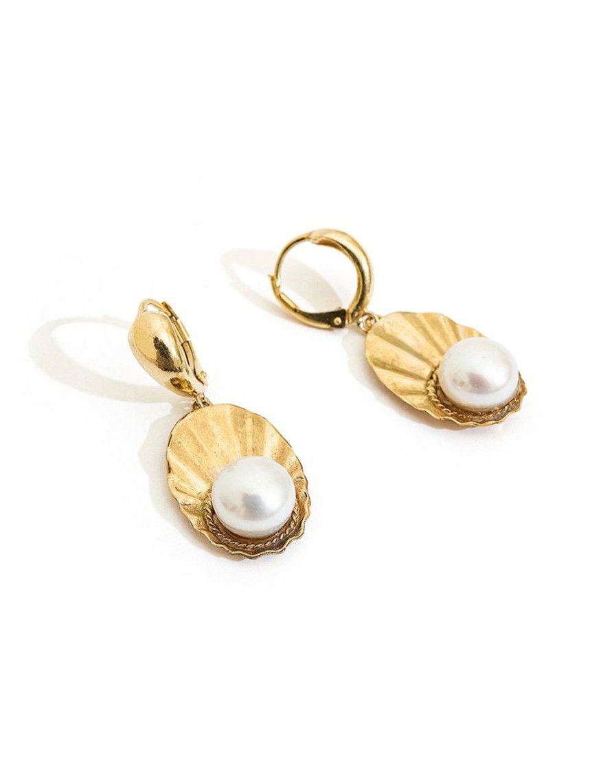 Women Liase Jewelry | Crown Shell Earrings With Pearls