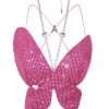 Women Area Tops | Rose Crystal Embellished Butterfly Top