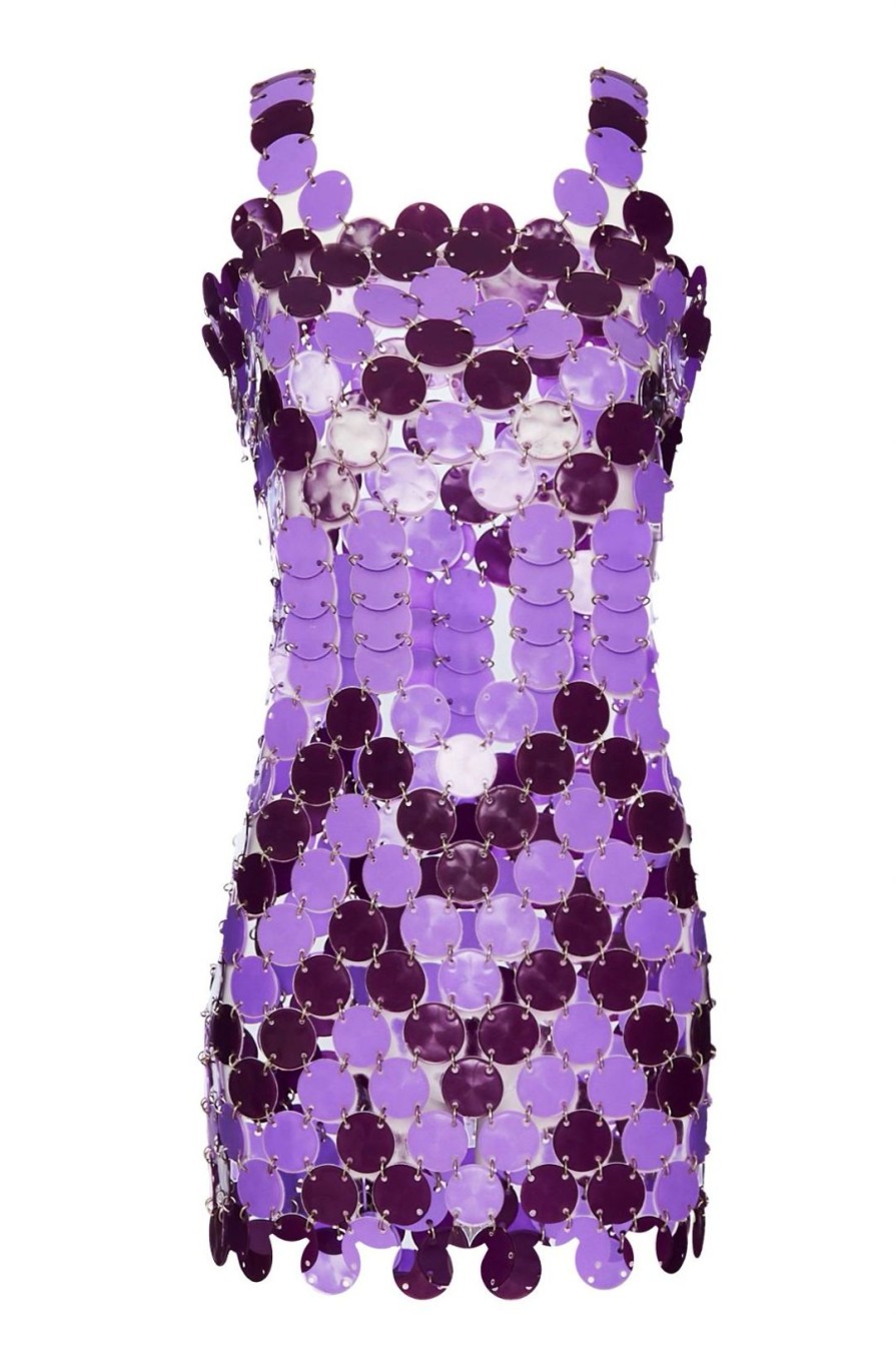 Women Annie's Archive Dresses | 1969 'Barbarella!' Purple Mini Disc Dress.