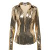 Women Laquan Smith Tops | Gold Sequinned Top