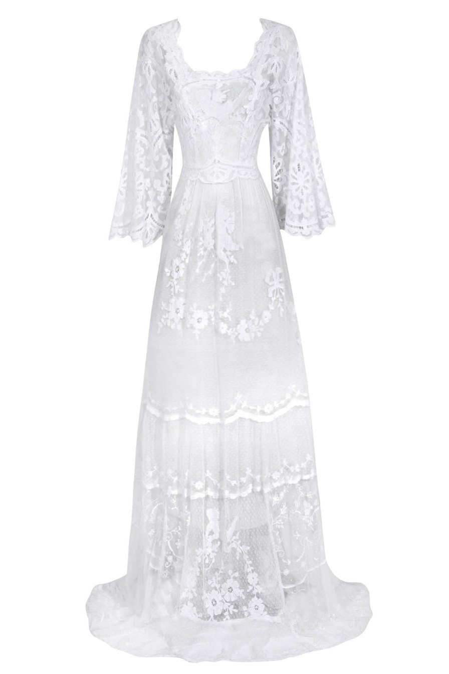 Women Annie's Archive Dresses | 1920'S Antique Cherub Motif Lace Gown