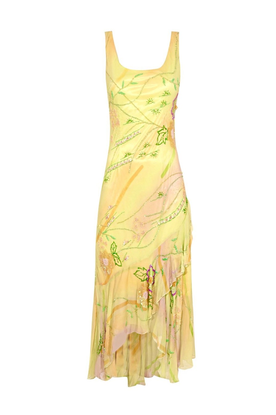 Women Annie's Archive Dresses | Yellow Garden Silk Dress