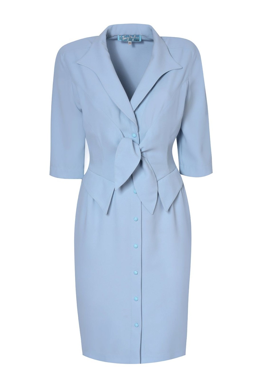 Women Annie's Archive Dresses | 1990'S Thierry Mugler Baby-Blue Wool Dress