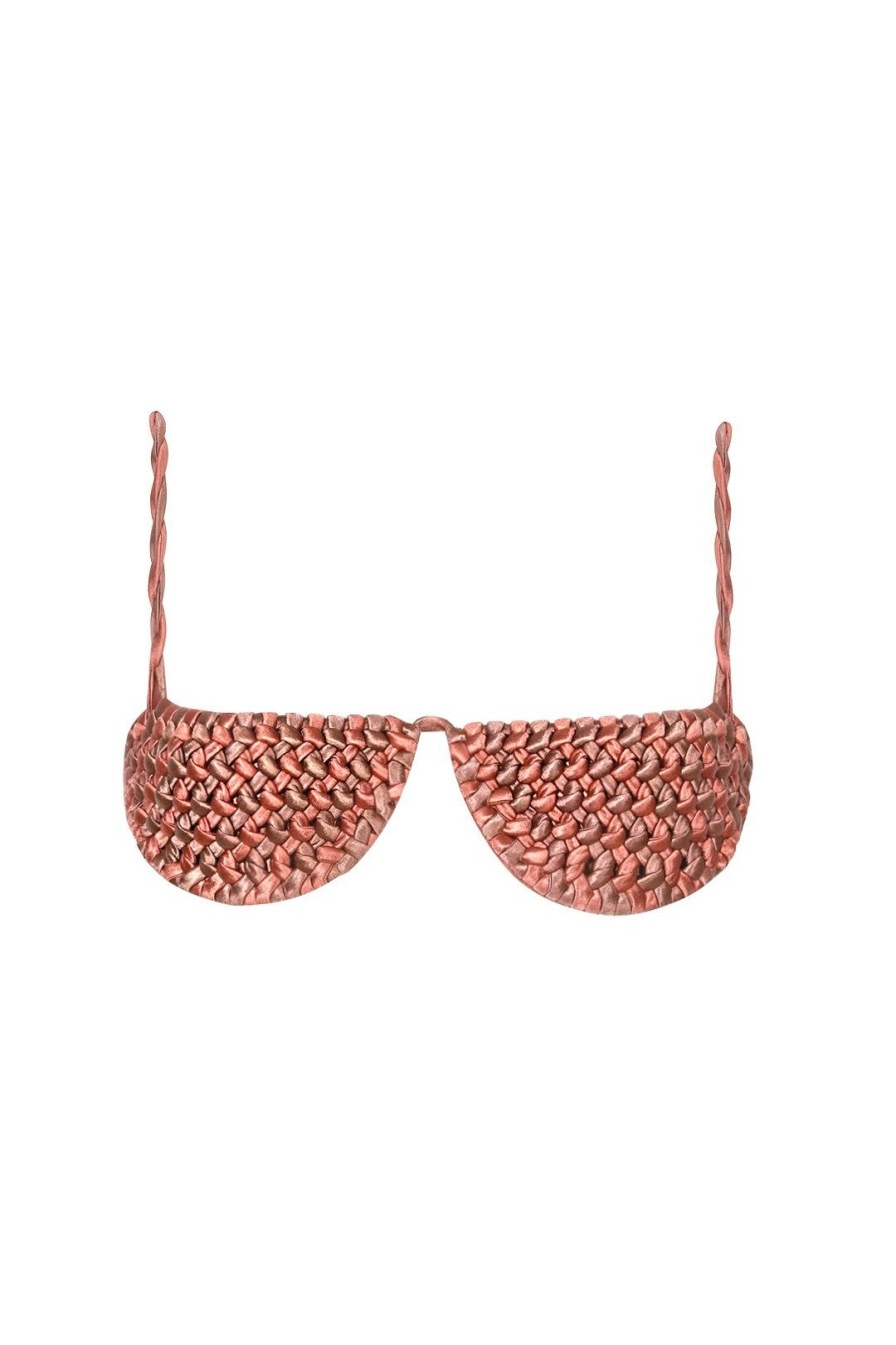 Women Isa Boulder Swimwear | Textured Braid Rust Top