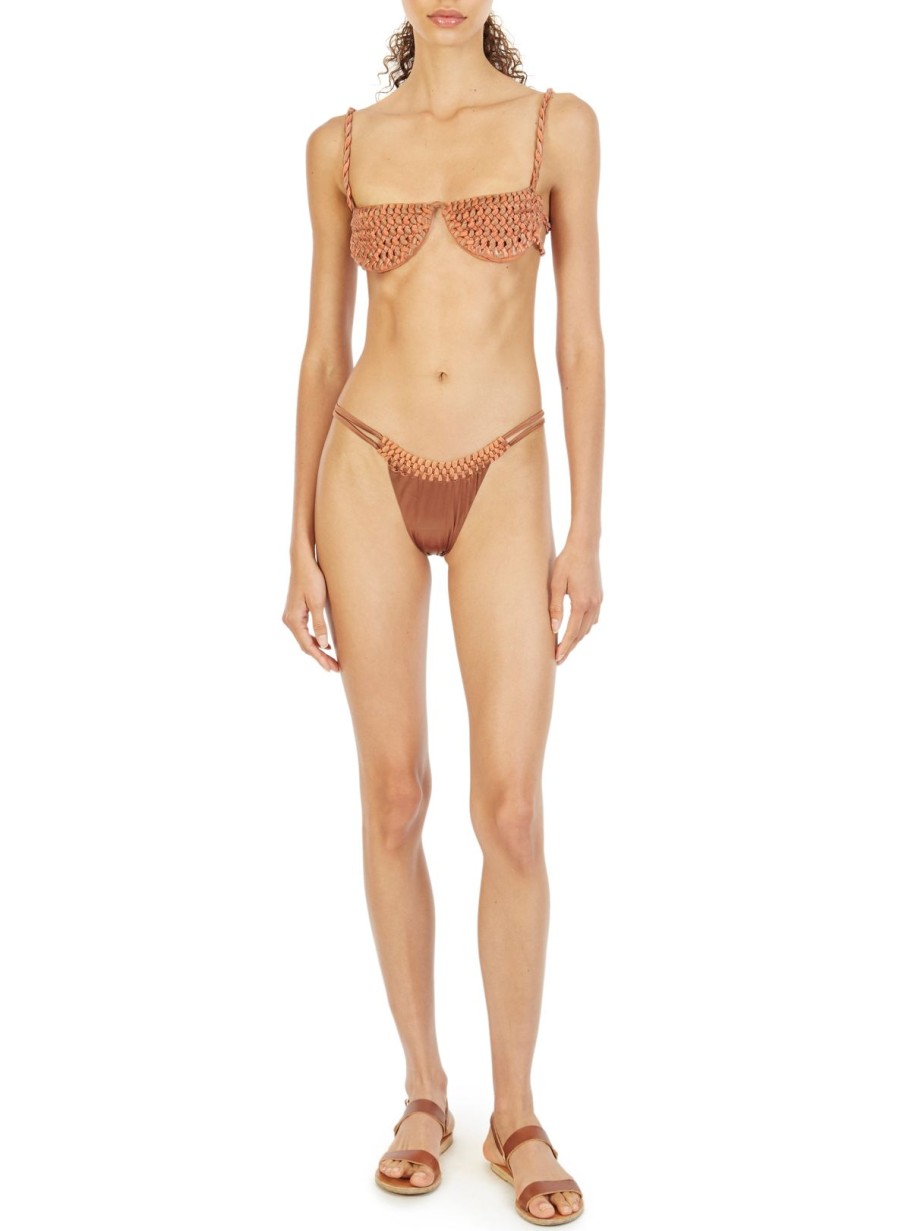 Women Isa Boulder Swimwear | Textured Braid Rust Top