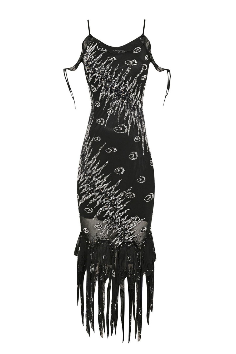 Women Annie's Archive Dresses | Black Beaded Silk Dress