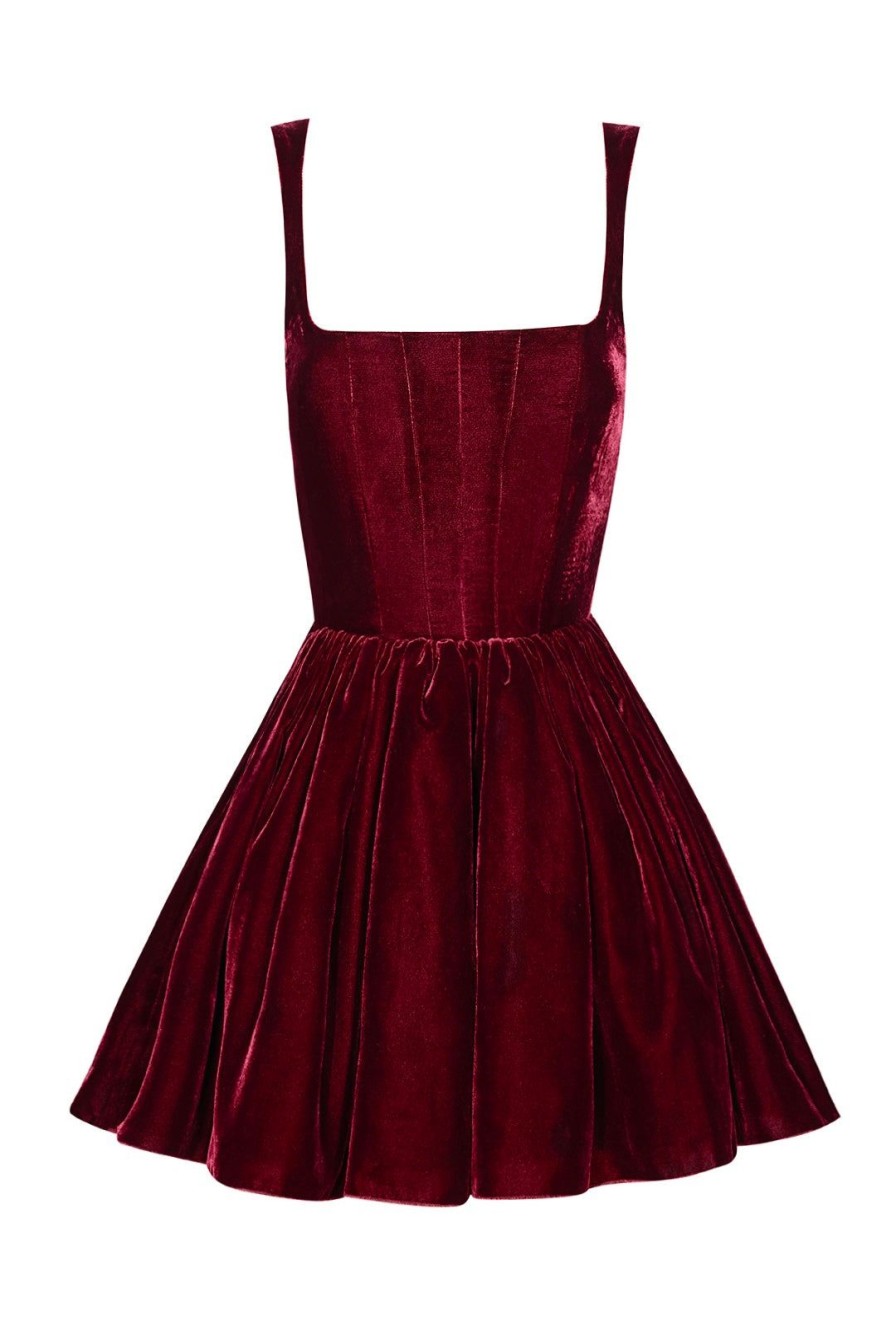 Women Silvia Astore Dresses | Velvet Annie Dress- Burgundy