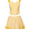 Women Amuse Bouche Shorts & Skirts | Checkered Ruffle Yellow Mini Skirt