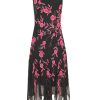 Women Annie's Archive Dresses | Black Pink Rose Beaded Silk Dress