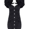 Women Alessandra Rich Dresses | Tarfetta Rushed Black Mini Dress