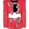 Women Area Coats | Embroidered Crystal Bow Cropped Jacket