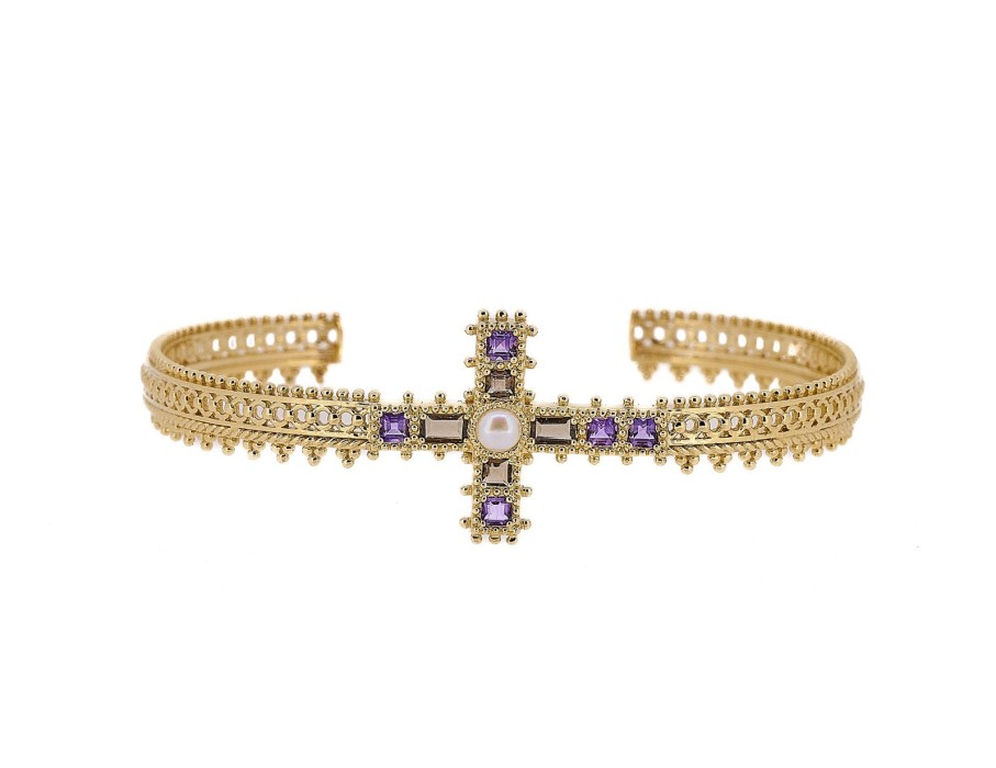 Women Jade Jagger Jewellery Jewelry | Amethyst Cross Bracelet