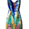 Women Halpern Dresses | Sequinned Strapless Chevron Mini Dress